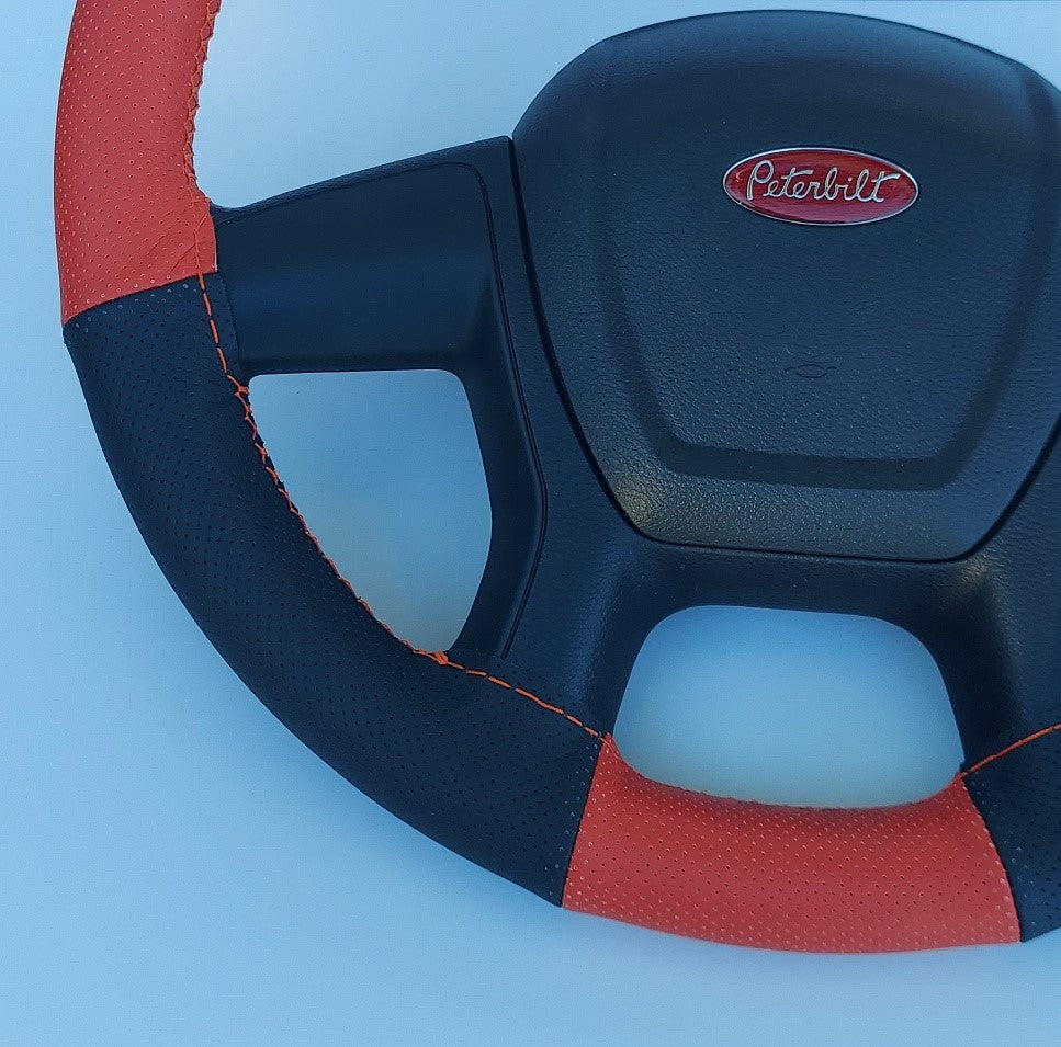 15.25  tool, black and brown leather cowhide steering wheel cover rea – Painted porch