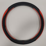 BLACK AND RED 18 INCH STEERING WHEEL COVER FOR ALL FACTORY SEMI-TRUCK MAKES