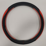 BLACK AND RED 18 INCH STEERING WHEEL COVER FOR ALL FACTORY SEMI-TRUCK MAKES