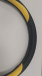 BLACK AND YELLOW 18 INCH STEERING WHEEL COVER FOR ALL FACTORY SEMI-TRUCK MAKES