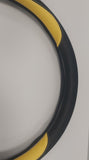 BLACK AND YELLOW 18 INCH STEERING WHEEL COVER FOR ALL FACTORY SEMI-TRUCK MAKES