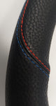 BLACK RED-BLUE STITCHING 18 INCH STEERING WHEEL COVER FOR ALL SEMI-TRUCK MAKES