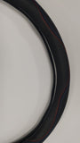 BLACK RED-BLUE STITCHING 18 INCH STEERING WHEEL COVER FOR ALL SEMI-TRUCK MAKES