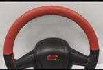 BLACK AND RED COMBO 18 INCH LACED-ON ALL LEATHER STEERING COVER FOR PETERBILT AND KENWORTH TRUCKS