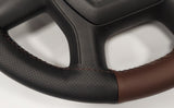 BLACK AND DK BROWN COMBO 18 INCH LACED-ON ALL LEATHER STEERING COVER FOR PETERBILT AND KENWORTH TRUCKS