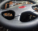 ALL BLACK PERFORATED 18 INCH LACED-ON STEERING WHEEL COVER FOR ALL TRUCKS