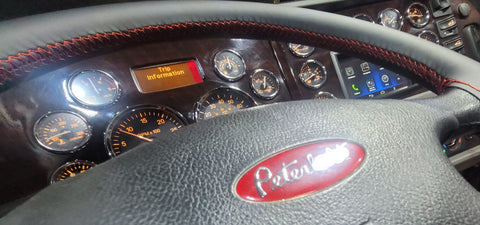 ALL BLACK PERFORATED 18 INCH LACED-ON STEERING COVER WITH RED STITCHING FOR ALL TRUCKS