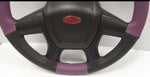 BLACK AND PURPLE COMBO 18 INCH LACED-ON ALL LEATHER STEERING COVER FOR PETERBILT AND KENWORTH TRUCKS