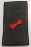 ALL BLACK PERFORATED 18 INCH LACED-ON STEERING COVER WITH RED STITCHING FOR ALL TRUCKS